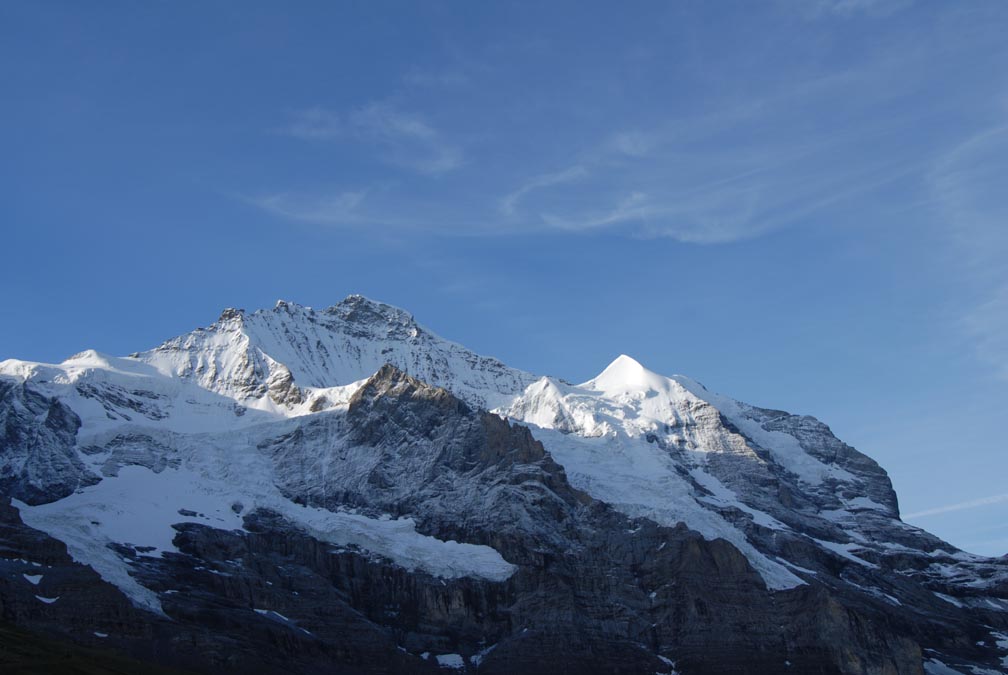 Jungfrau und Silberhorn, von der Wengernalp aus gesehen